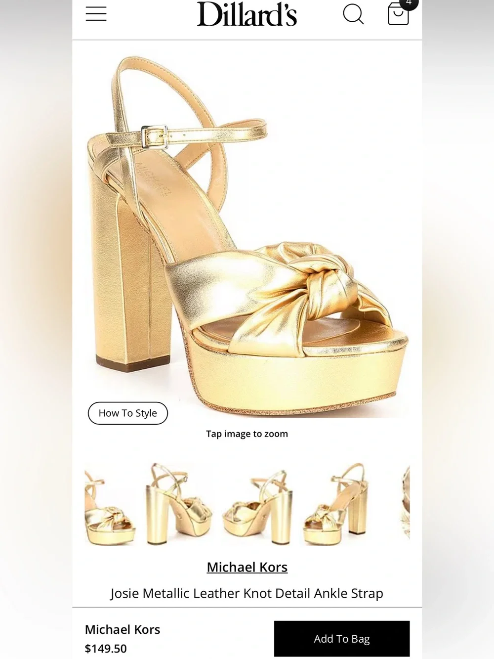 Michael Kors Metallic Gold “Josie” Knotted Platform Heels